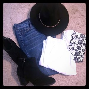 Off the shoulder white top